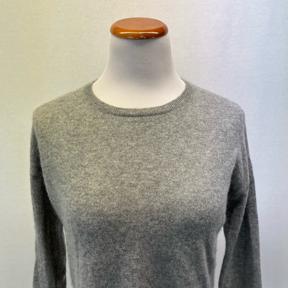 Zadig & Voltaire Gray 100% Cashmere Kimmy Patch Long Sleeve Sweater Top Sz. S - Picture 2 of 7